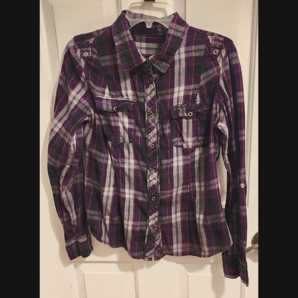 Purple Plaid Button-up